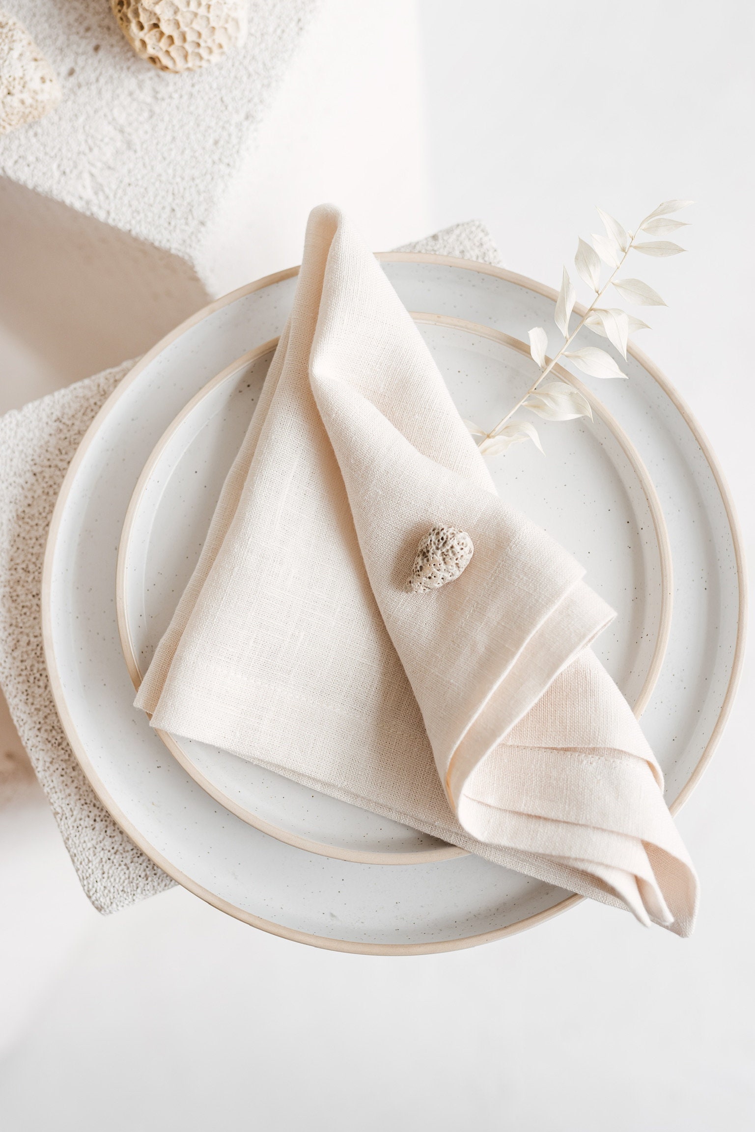 Cotton Linen Napkins Bulk 17x17 Stonewashed Cloth Dinner Napkins 10 Beige