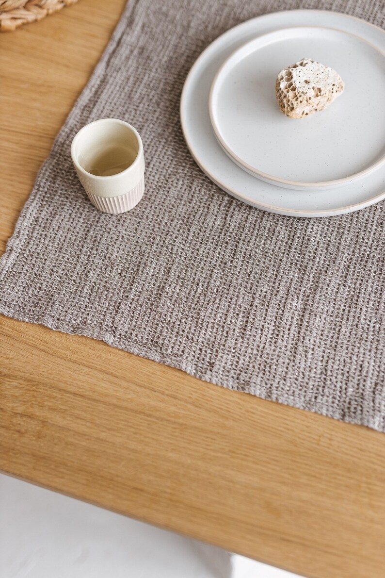 Linen Stonewashed Waffle Tea Towel Thick and Durable Kitchen Towel Grey Dish Towel image 3