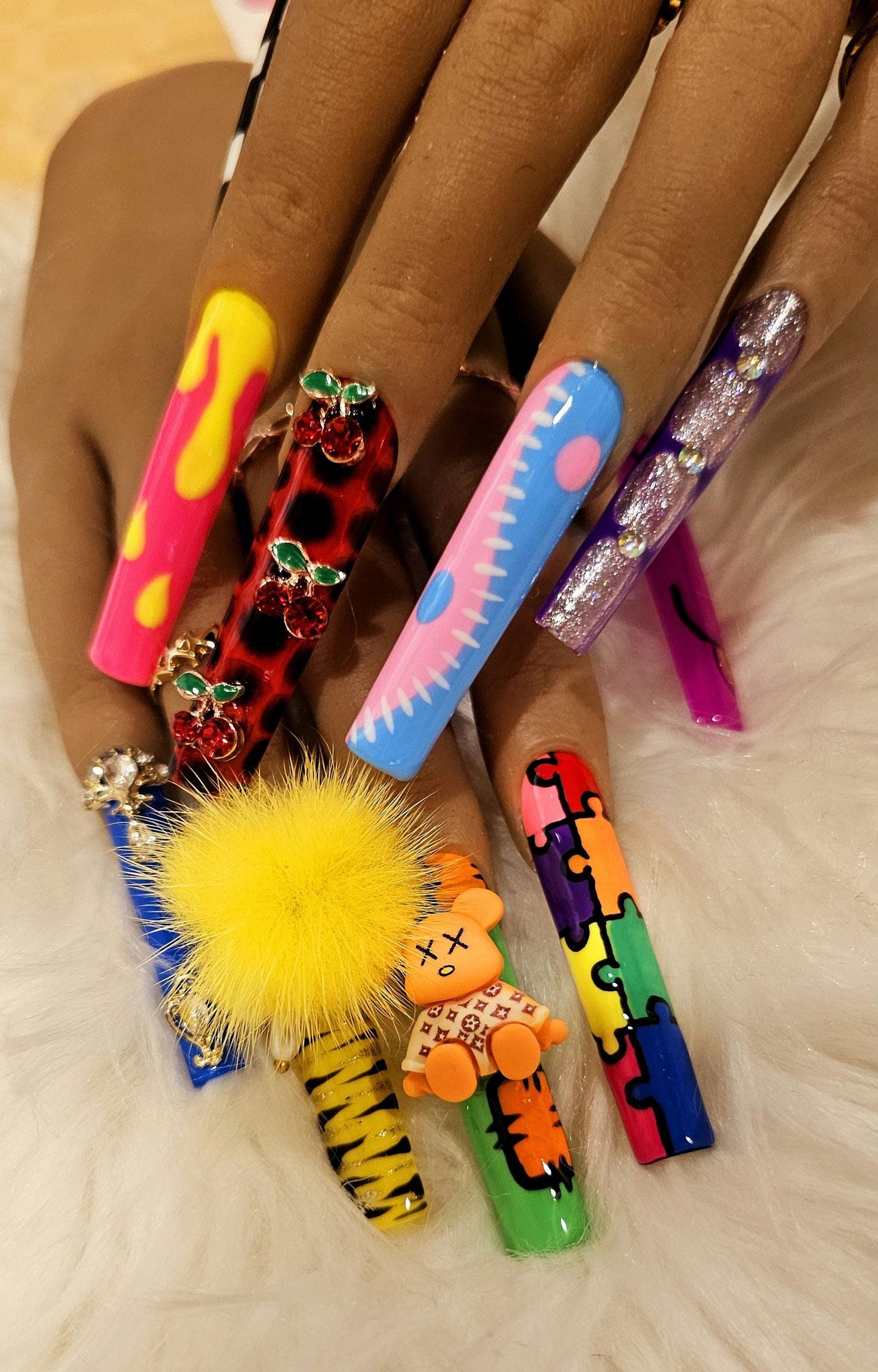 Mixy Square Press on Nails - Etsy