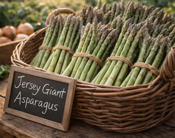 Jersey Giant 5 Bare Roots 2 Year Asparagus Crowns (Roots) – Heirloom Asparagus Plants, Perennial Vegetable for Garden, Gardening Starter