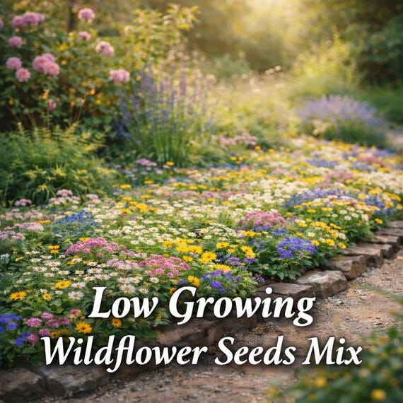 Low Growing Wildflower Seeds Mix – Compact Heirloom Blooms for Borders, Paths & Pollinators 1000 seeds