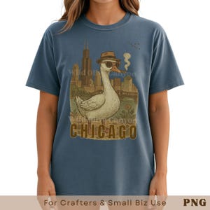Grappige Chicago Illinois menigte Silly Goose PNG download afdrukbare clipart voor sublimatie DTF, Travel City Sticker Tote Shirt ambachtelijke projecten
