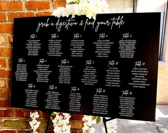 seating chart design Wedding Guest Seating Chart - Personalized Guest List and Seating Table Chart - Wedding Find Your Seat Chart, Alphabetical Seating Chart