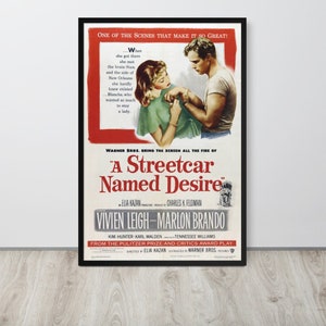 Un tranvía llamado deseo (1951) Cartel de película vintage
