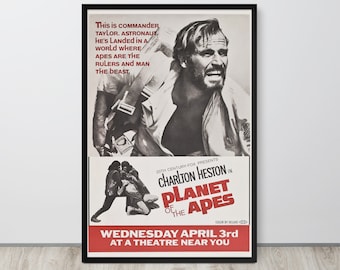 猿の惑星 1968 チャールトン・ヘストン カルト映画ポスター復刻版 約