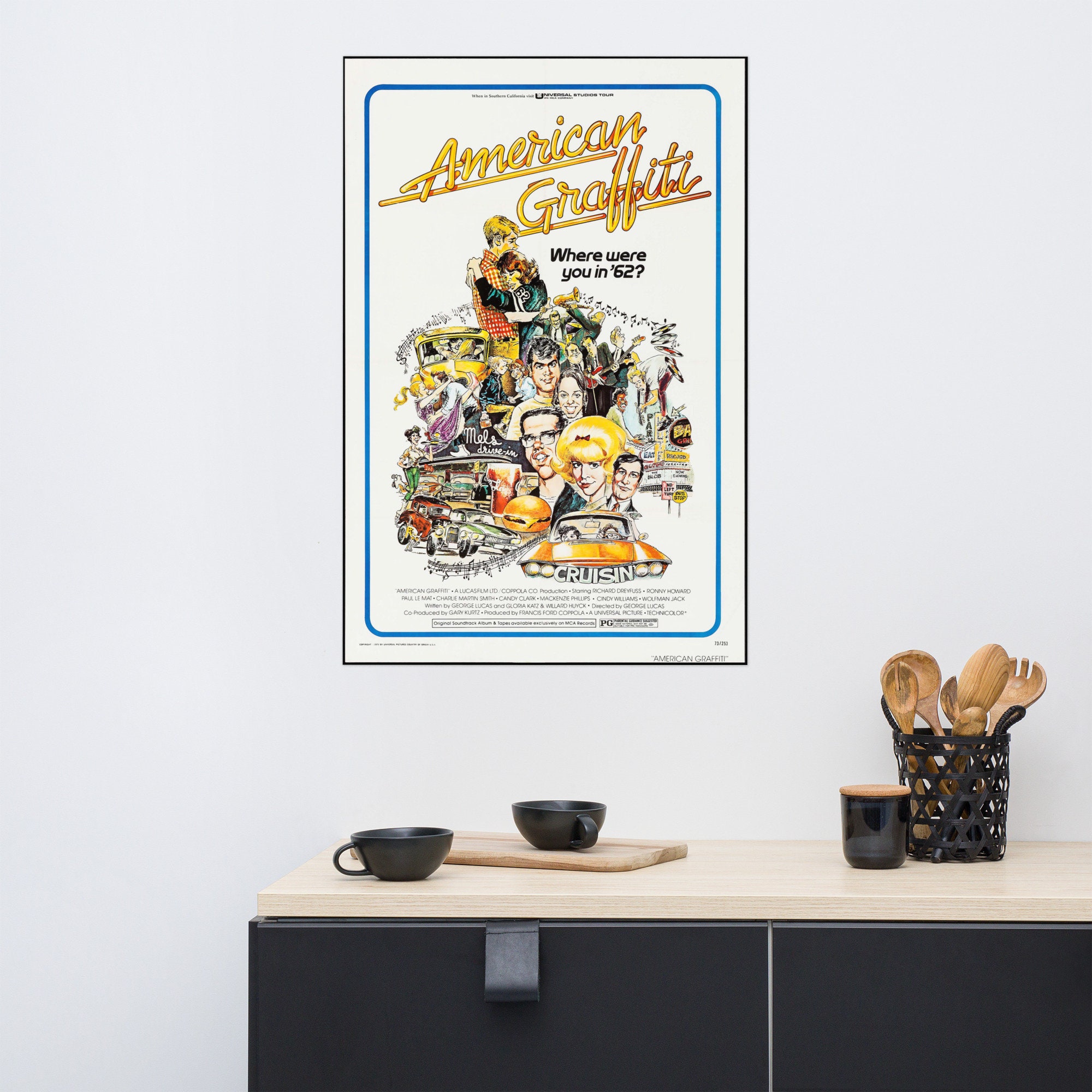 Affiche Murale Film American Graffiti 1973 - Impression Décorative Vintage - Taille Medium - Multicolore
