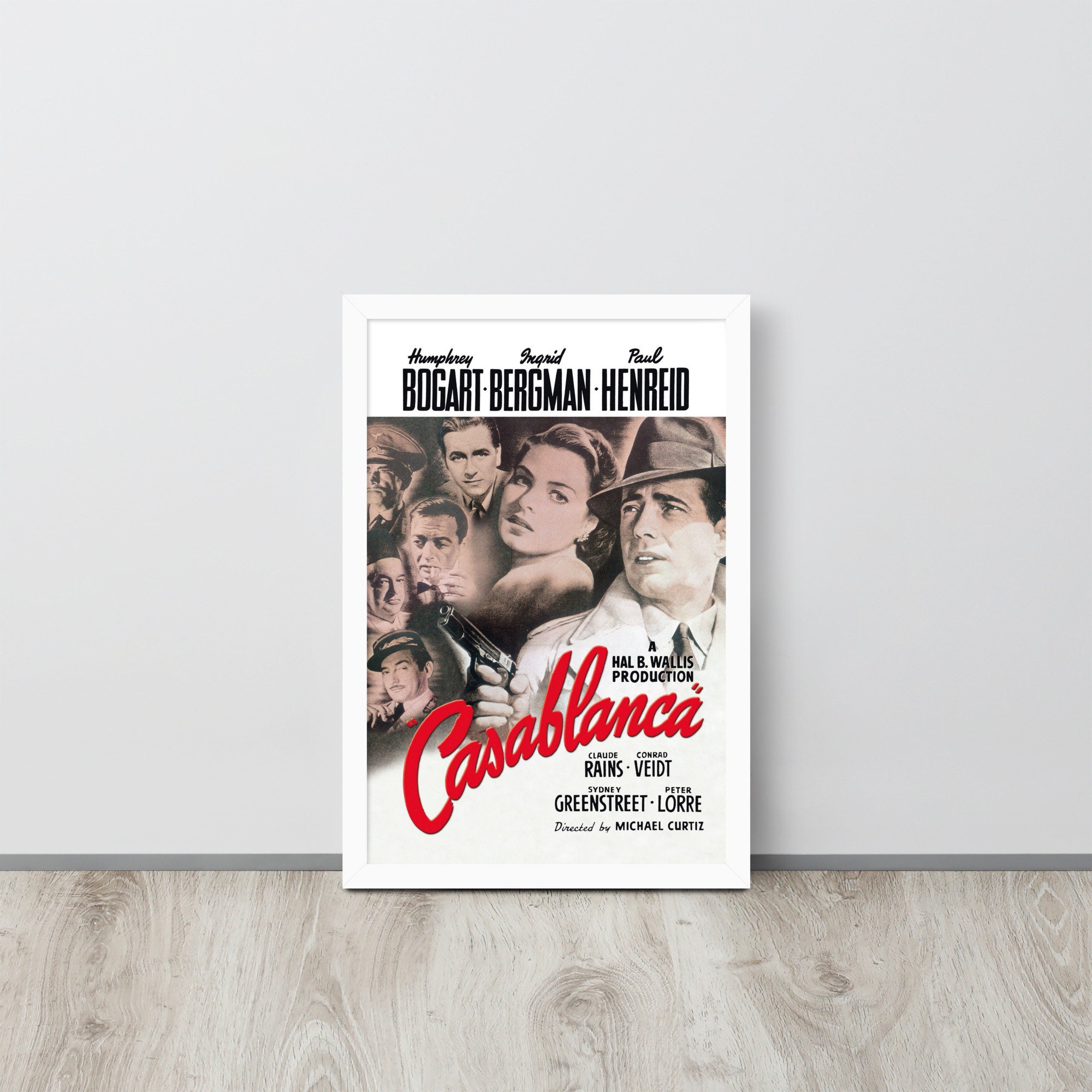 1940 Wood Frame Vintage Poster カサブランカ Poster - Casablanca, Vintage uit de jaren 1940, Originele