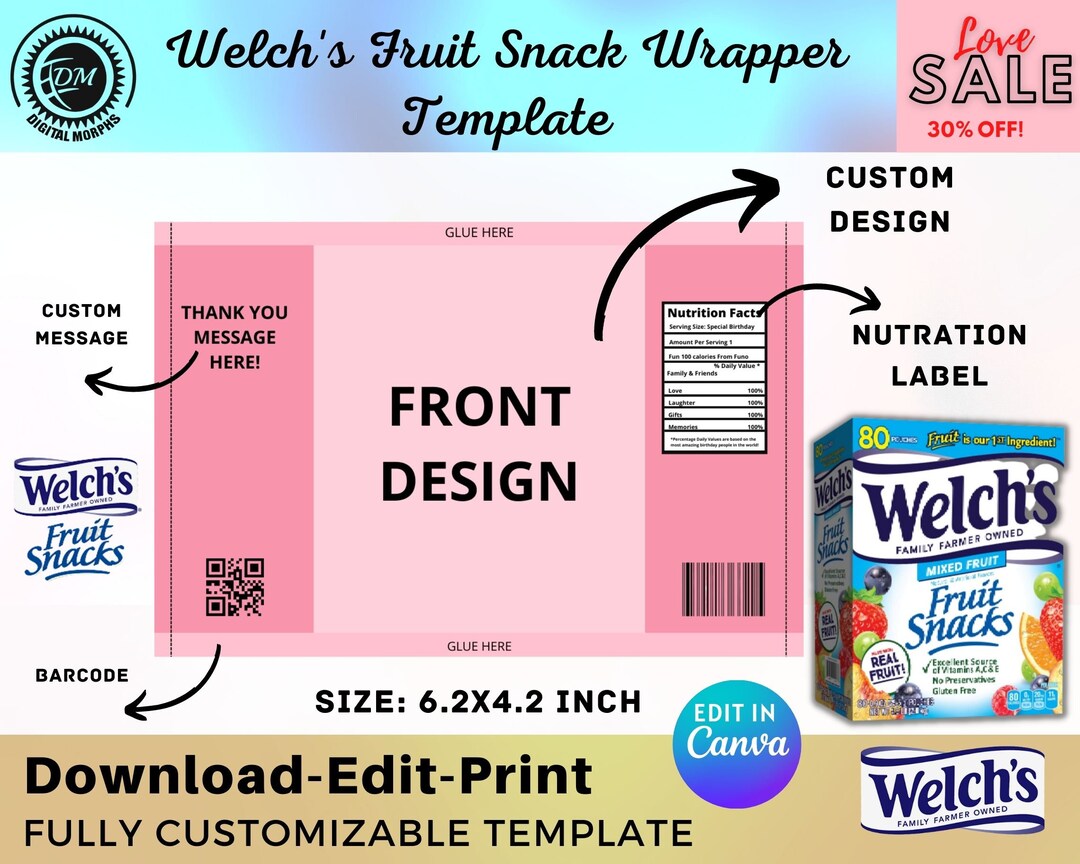 Fruit Snack Template Fruit Snack Label Welchs Fruit Snack Etsy