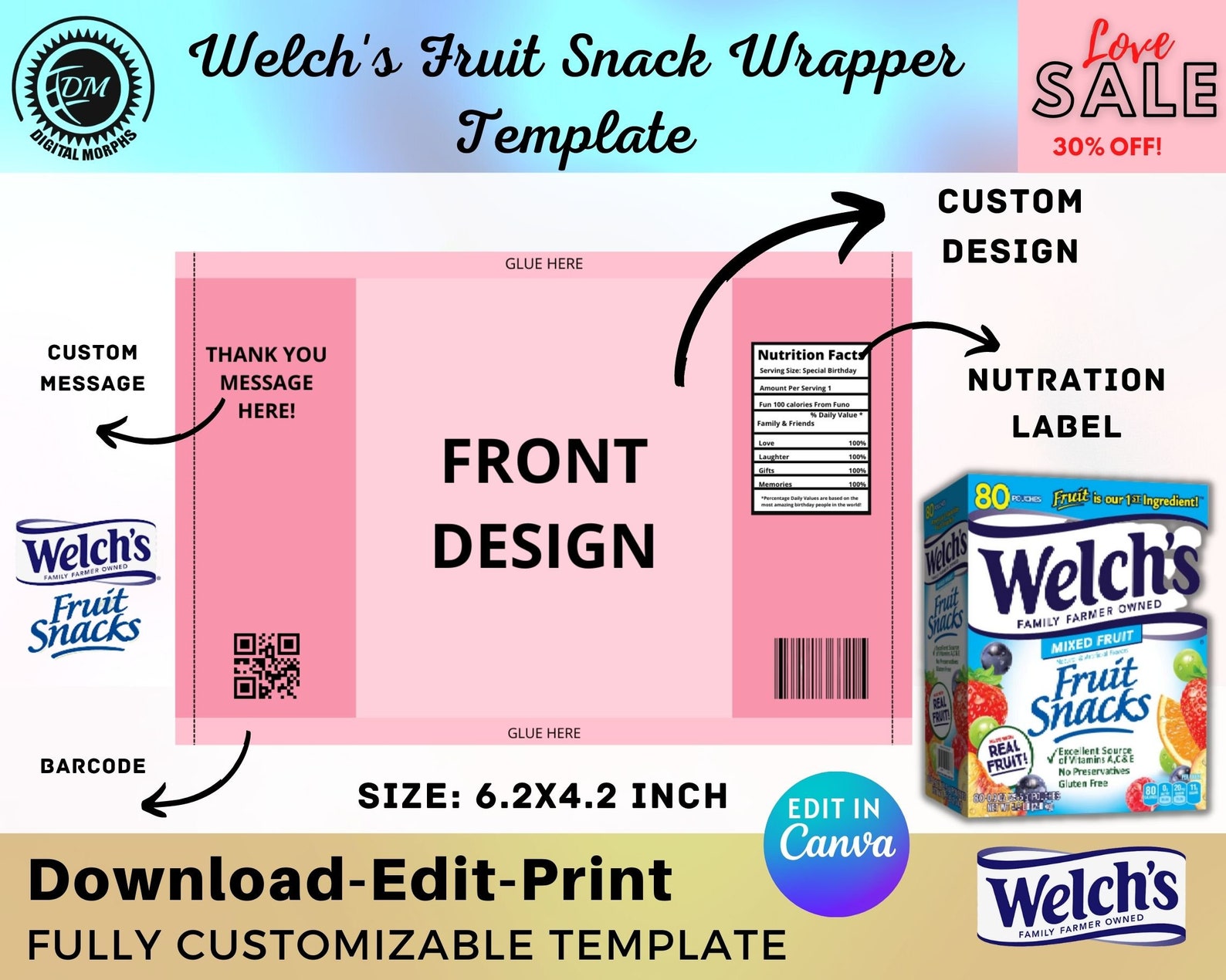 Fruit Snack Template Fruit Snack Label Welchs Fruit Snack Etsy