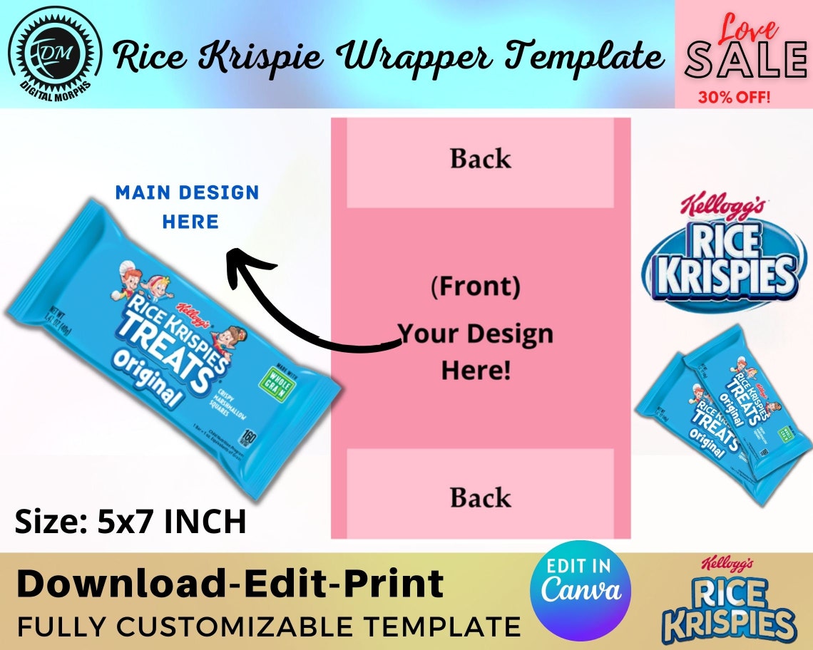Rice Krispies Treat Label Template Rice Krispies Template Etsy