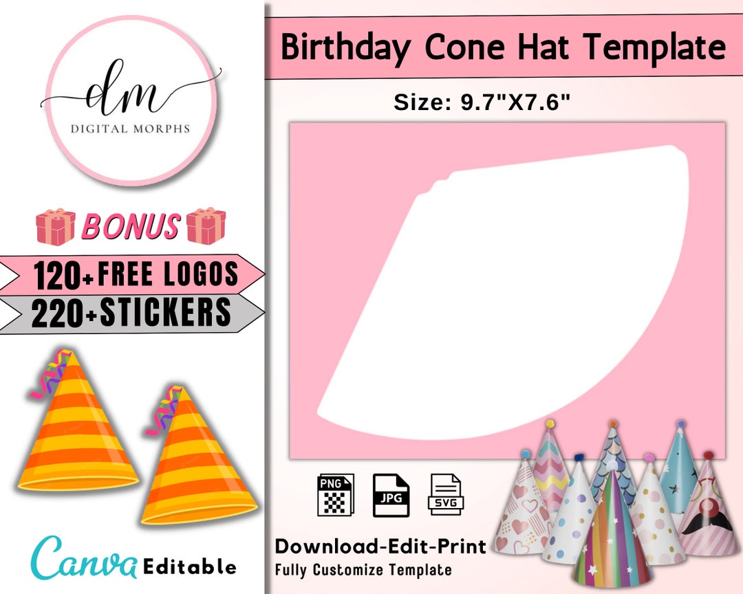 Party Hat Template Birthday Hat Template Party Template - Etsy