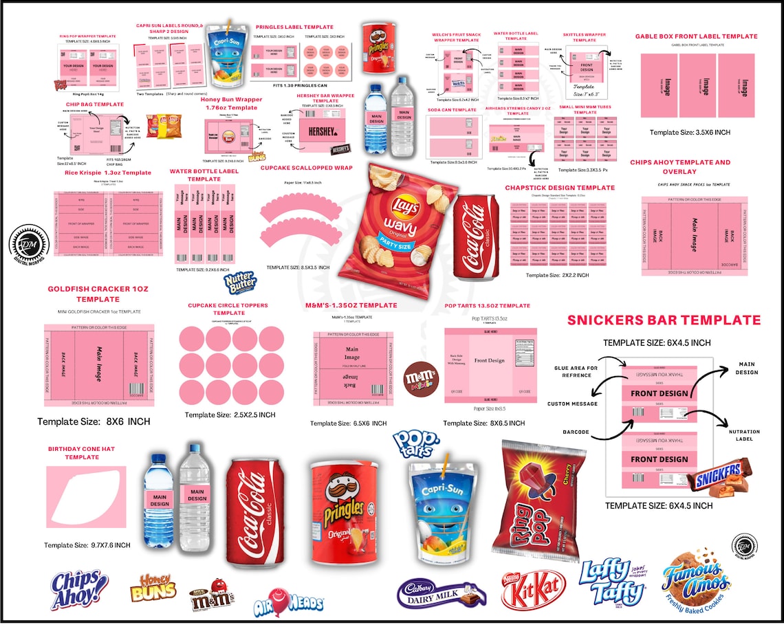 24 Party Favor Templates Template Bundle Party Favors - Etsy