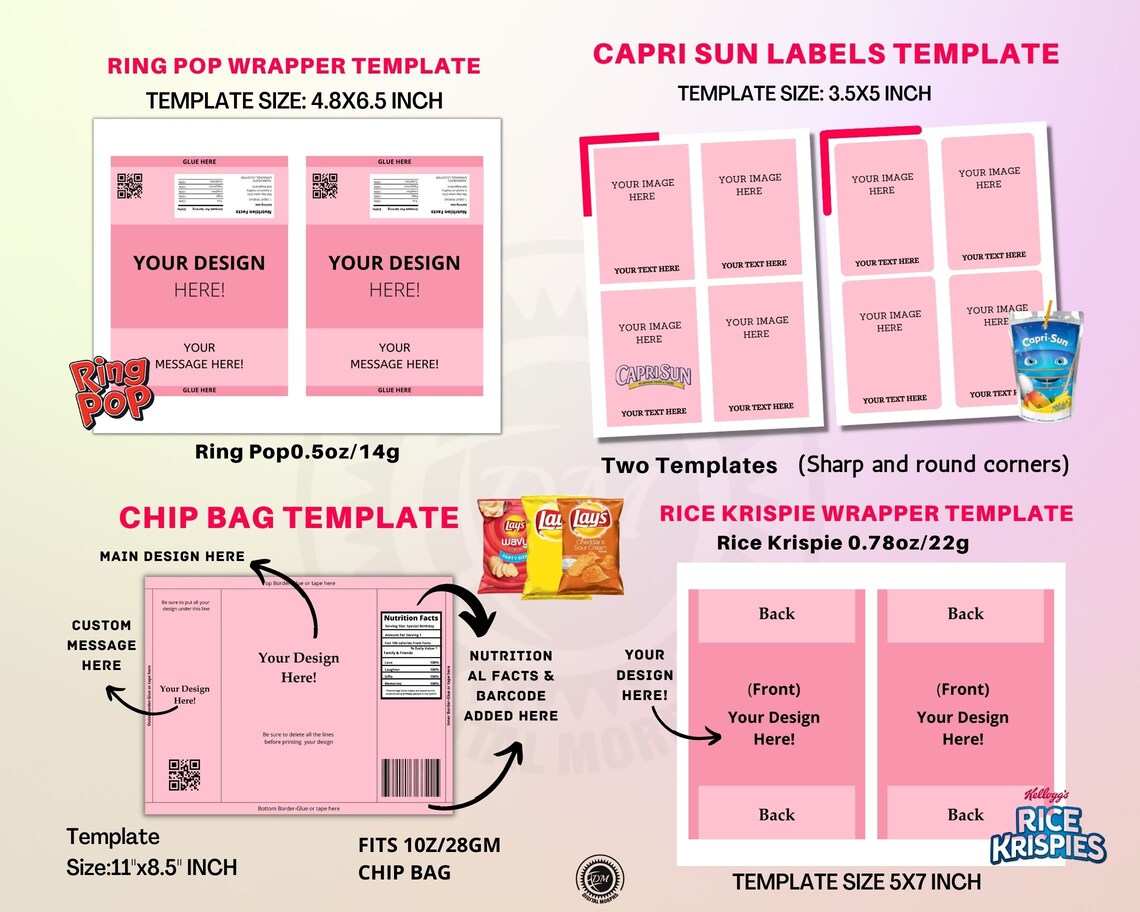 14 Party Favor Templates Template Bundle Party Favorschip - Etsy