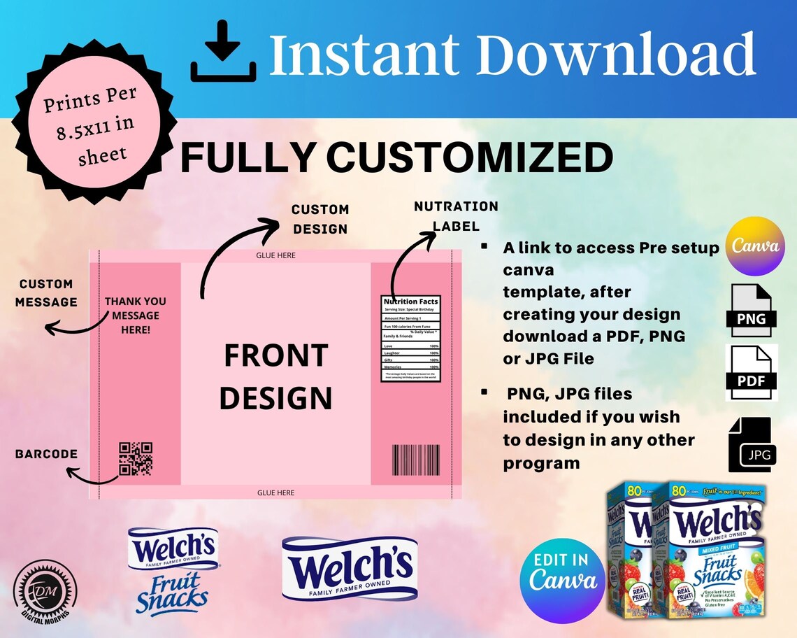 Fruit Snack Template Fruit Snack Label Welchs Fruit Snack Etsy