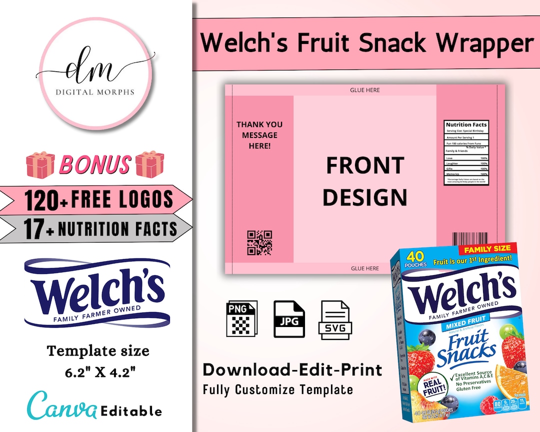Fruit Snack Template Fruit Snack Label Welchs Fruit Snack Etsy