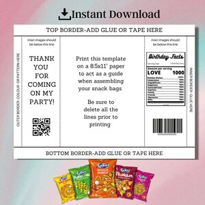 EDITABLE Chip Bag Template Chip Bag Nutritional Label chip - Etsy