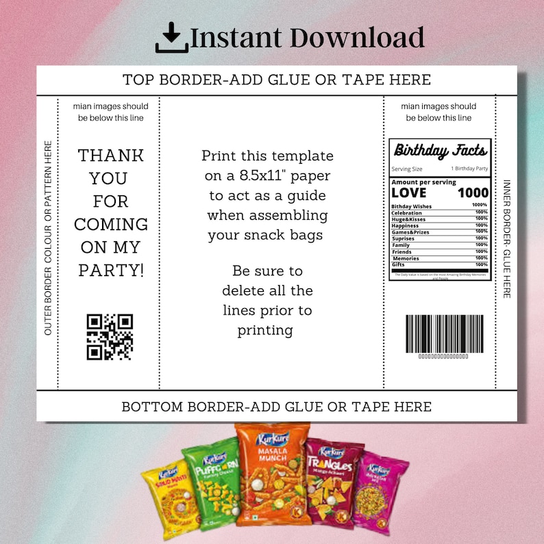 EDITABLE Chip Bag Template Chip Bag Nutritional Label chip Etsy EDITABLE Chip Bag Template Chip Bag Nutritional Label chip Etsy