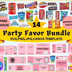 14 Party Favor Templates Template Bundle Party Favorschip - Etsy