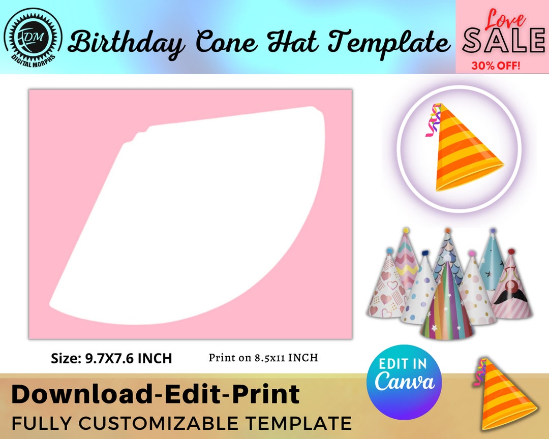 Party Hat Template Birthday Hat Template Party Template - Etsy