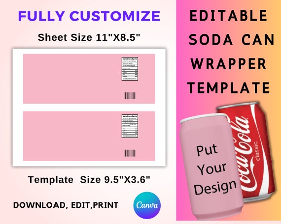 Soda Can Template Soda Can Wrapper Template Party - Etsy