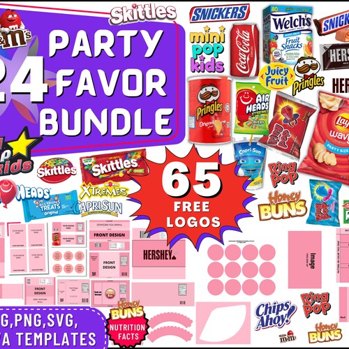 24 Party Favor Templates Template Bundle Party Favors Etsy