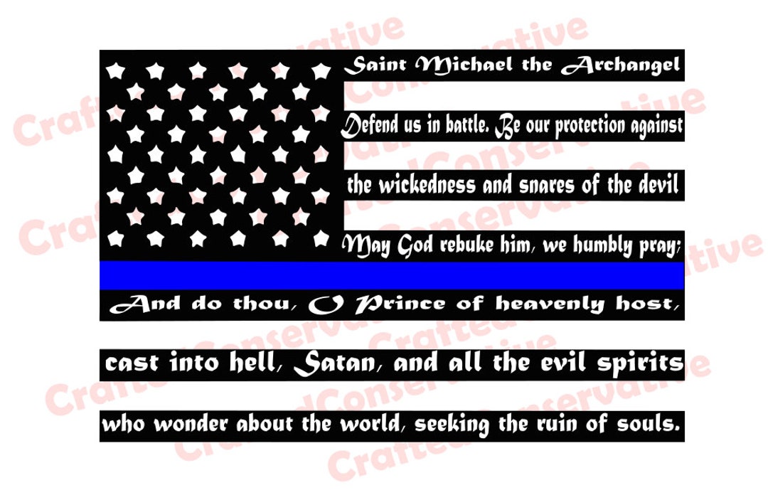 Thin Blue Line Flag With St. Michael Prayer SVG and PNG Instant