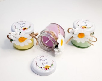 Candles in jar for guests, Scented candle in glass, Handmade Personalized gift, Custom Favors for baby shower,