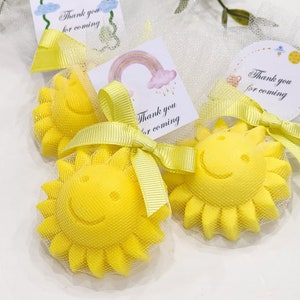 Bomboniere con sapone solare, tema baby shower all'insegna del sole, saponi decorativi profumati, souvenir per il battesimo