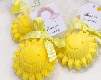 Sun soap favors, let the sunshine baby shower theme, scented decorative soaps, baptism souvenir