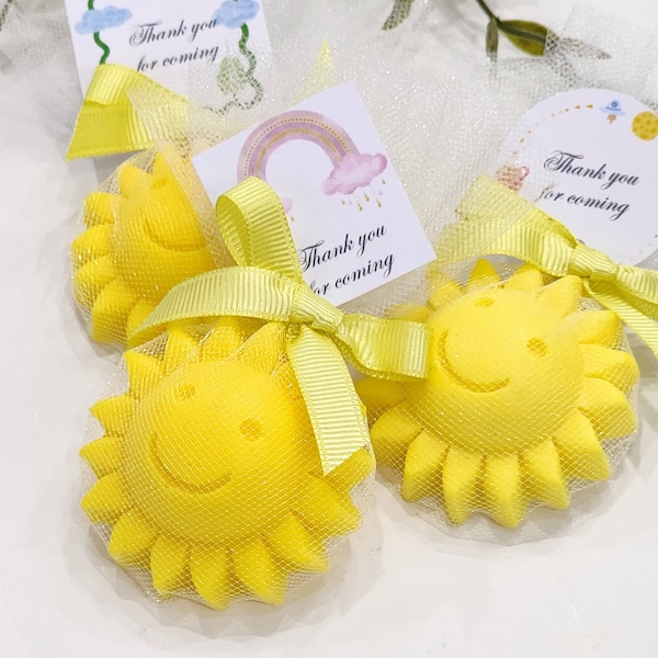 Sun soap favors, let the sunshine baby shower theme, scented decorative soaps, baptism souvenir