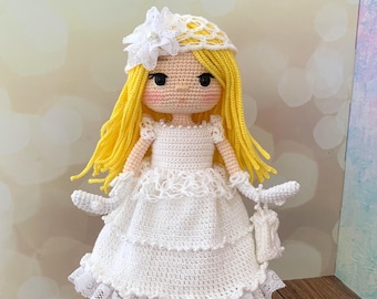 Novia de crochet, muñeca princesa, muñeca de novia amigurumi, muñeca hecha a mano en venta, muñeca de novia, regalo de San Valentín, muñeca de crochet en venta