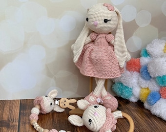 Poupée lapin au crochet, Lapin au crochet à vendre, Ensemble lapin au crochet, Lapin à longues oreilles personnalisées, Lapin en peluche, Lapin au crochet