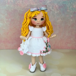 Crochet Doll for Sale, Blonde Crochet Doll, White Princess, Princess Doll, Stuffed Doll, Cuddle Doll, Princess Crochet Doll, Plush Toys