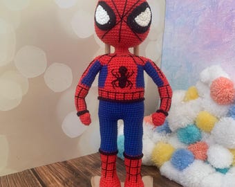 Superhéroe de crochet, Hombre araña de crochet, Muñeco de crochet, Personaje de película de crochet, Araña de crochet, Muñeco araña de crochet, Juguete de crochet a la venta