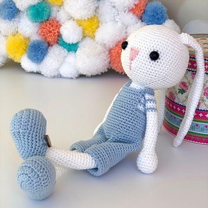 Crochet Rabbit, Amigurumi Bunny Doll, Crochet  Rabbit For Sale, Customized Long Ear Bunny, Handmade Stuffed Easter, Crochet Animals