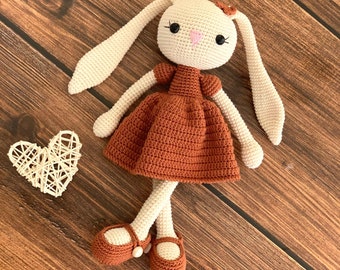Animales de crochet, Conejito de crochet, Conejo de crochet, Regalo de San Valentín, Juguetes para dormir, Conejo de orejas largas personalizado, Muñeco de peluche