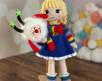 Muñeca Arcoíris Niña, Amigurumi Arcoíris Brite Sprite Twink, Muñeca de Crochet de Cuento de Hadas, Muñeca de Peluche de Cuento de Hadas, Regalo para Niñas, Decoración de Habitación Infantil