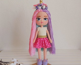 Unicorn Doll, Crochet Unicorn Doll For Sale, Amigurumi Unicorn, Crochet Doll, Knitted Doll, Stuffed Doll, l, Amigurumi Doll