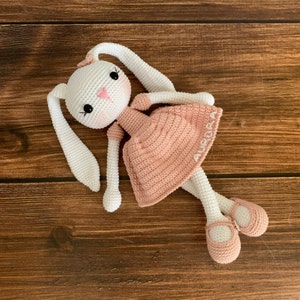 Crochet Rabbit, Crochet Animals, Finished Rabbit, Amigurumi Rabbit,  Long Ear Bunny, Handmade Stuffed Easter, Stuffed Bunny, Pink Bunny