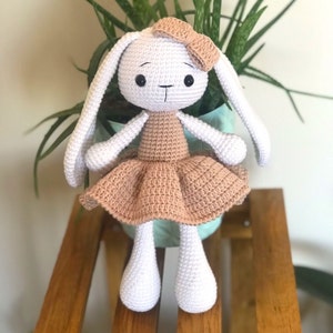 Personalized Crochet Bunny Doll, Long Ear Rabbit For Sale, Crochet Animals, Customized Long Ear Bunny, Knitted Stuffed Bunny image 4