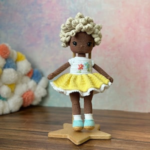 Afro Doll, Crochet Princes, Dark Skin Doll, African American Doll, Crochet Doll for Sale, Dark Skin Doll, Personalized Princess Doll