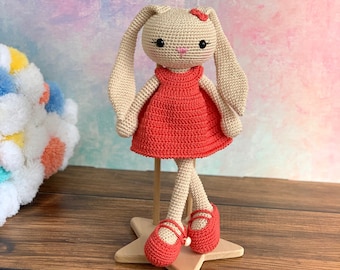 Personalisierte Häkelhase Puppe, Personalisierte Hase zum Verkauf, Gehäkelte Tiere, personalisierter Langohr Hase, Kuschelhase, Häkelhase