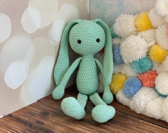 Conejito de crochet personalizado, conejo personalizado a la venta, animales de crochet, conejo de orejas largas personalizado, conejo de peluche, conejo de crochet