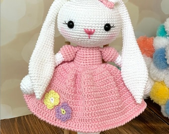 Bestseller, personalisierte Häschenpuppe, kundenspezifisches Kaninchen zum Verkauf, gehäkelte Tiere, langes Ohrhäschen, gefülltes Häschen, gehäkeltes Kaninchen