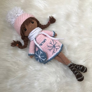 Black Lady, Black Skin Crochet  Princess Doll, Handmade Amigurumi Doll, Princess Doll,Dark Skin Doll, African American doll, Doll For Sale