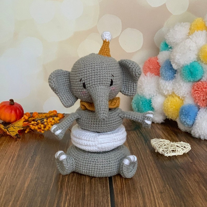 Crochet Stacking Toy, Crochet Montessori Toy, Montessori Baby Toys, Educational Toy , Montessori Toys, Ludasamigurumi, Stacking Elephant image 7