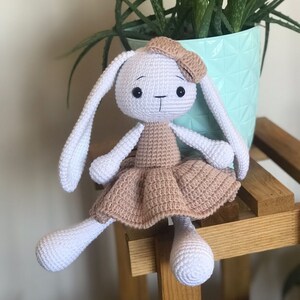 Personalized Crochet Bunny Doll, Long Ear Rabbit For Sale, Crochet Animals, Customized Long Ear Bunny, Knitted Stuffed Bunny image 2