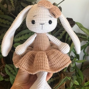 Personalized Crochet Bunny Doll, Long Ear Rabbit For Sale, Crochet Animals, Customized Long Ear Bunny, Knitted Stuffed Bunny image 3