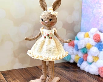 Muñeco de conejo de ganchillo personalizado, animales de conejo de ganchillo personalizados, conejo de orejas largas personalizado, conejo de peluche, conejo de ganchillo