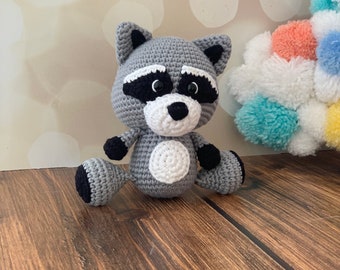 Crochet Raccoon, Crochet Animal, Crochet Baby Raccoon, Knitted Raccoon, Crochet Toys, Plush Doll, Stuffed Doll, Knitted Animals, Raccoon
